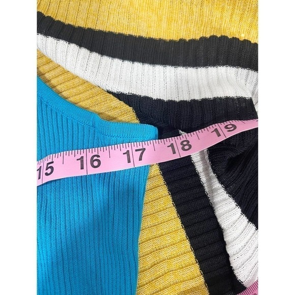 Misook Women Medium Multicolor Open Front Cardigan and Blue Twin Tank Set - Picture 7 of 11